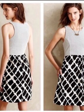 Anthropologie Aleids Tabitha 2 tone black & white dress size 4